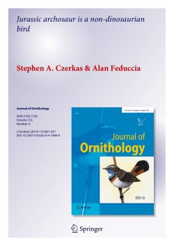 Jurassic archosaur is a non-dinosaurian bird Stephen A. Czerkas