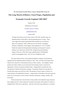 Farm Wages, Population and Economic Growth, England 1209-1869