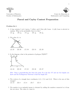 Pascal and Cayley Contest Preparation - CEMC