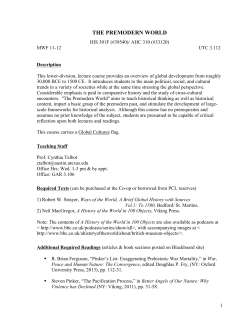 the premodern world - UT College of Liberal Arts