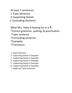 At least 7 sentences: 1 Topic Sentence 3 Supporting Details 1