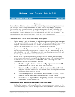 Railroad Land Grants: Paid in Full - Association of American Railroads