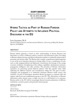 Hybrid Tactics as Part of Russian Foreign Policy and Attempts