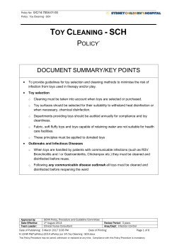 Toy Cleaning - SCH - The Sydney Children`s Hospitals Network