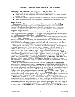 Consciousness CHAPTER 6 CHAPTER 6 – CONSCIOUSNESS