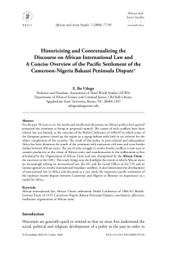 Historicizing and Contextualizing the Discourse on