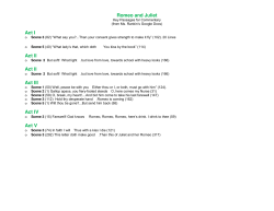 Romeo and Juliet Act I Act II Act II Act III Act IV Act V