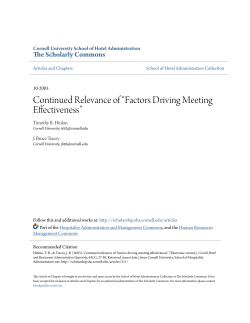 Continued Relevance of &ldquo;Factors Driving Meeting Effectiveness&rdquo;