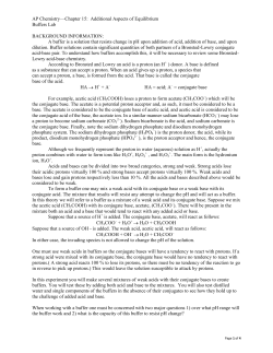 AP Chemistry&mdash;Chapter 15: Additional Aspects of Equilibrium