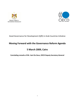 Moving Forward with the Governance Reform Agenda 5
