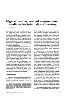 Edge act and agreement corporations