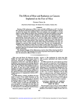 The Effects of Heat and Radiation on Cancers Implanted on the Feet