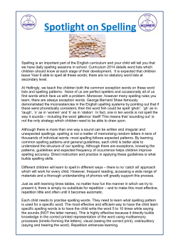 Spotlight on Spelling - Hellingly Community Primary School