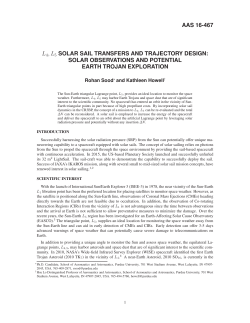AAS 16-467 SOLAR SAIL TRANSFERS AND TRAJECTORY