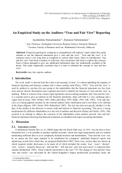 An Empirical Study on the Auditors &ldquo;True and Fair View