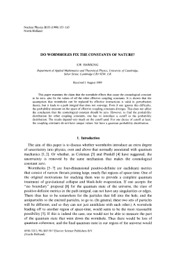 DO WORMHOLES FIX THE CONSTANTS OF NATURE? 1