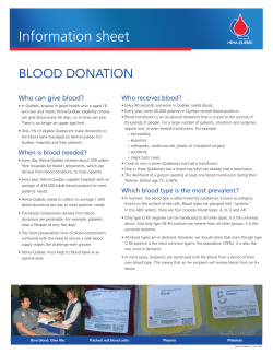 Blood donation Fact Sheet - H&eacute;ma