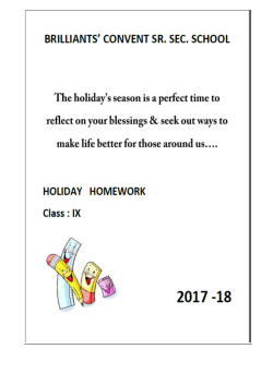 Class 9 Holidays Homework - Brilliants` Convent Senior Secondary