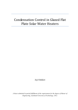 Condensation Control in Glazed Flat Plate Solar Water