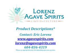 Product Descriptions - Lorenz Agave Spirits