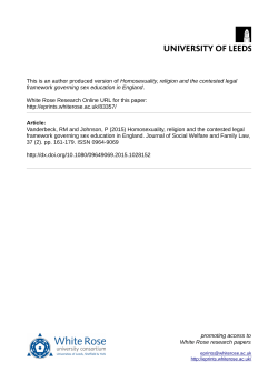 Homosexuality, religion and the contested legal framework