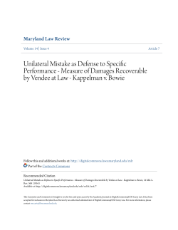 Unilateral Mistake as Defense to Specific Performance