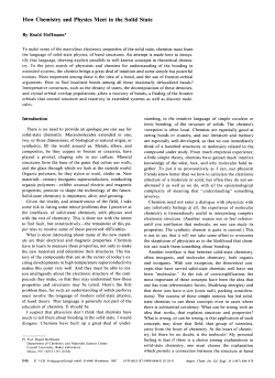"How Chemistry and Physics Meet in the Solid State" By Roald