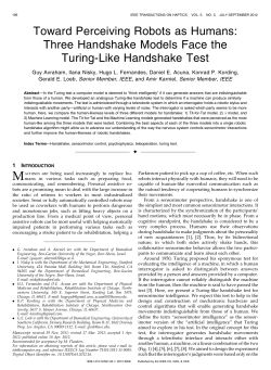 Toward Perceiving Robots as Humans: Three Handshake Models