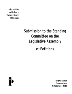 Submission to the Standing Committee on the Legislative Assembly