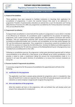 Guidelines for programme Accreditation