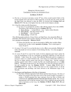 The Superiority of Christ`s Propitiation Leviticus 23:26-32