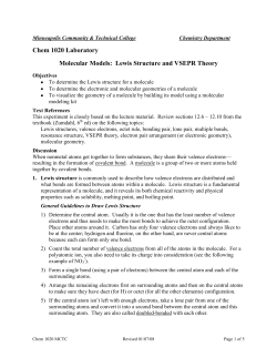 Chem 1020 Laboratory Molecular Models: Lewis Structure and