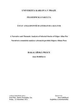 UNIVERZITA KARLOVA V PRAZE BAKAL&Aacute;ŘSK&Aacute; PR&Aacute;CE