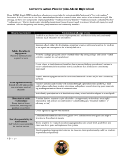 Corrective Action Plan for John Adams High School