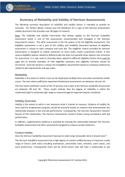 Summary of Reliability and Validity of Harrison