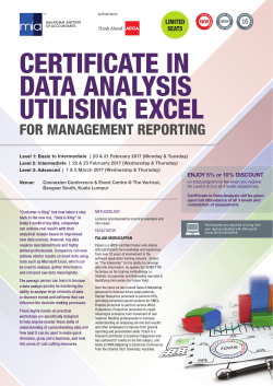 CERTIFICATE IN DATA ANALYSIS UTILISING EXCEL