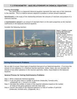 7.2 - Stoichiometry - Mass Relationships in Chemical Equations