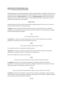 INTRODUCTION TO PROPOSITIONAL LOGIC