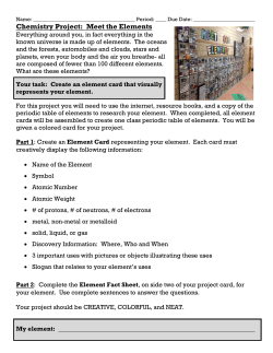 Chemistry Project: Meet the Elements
