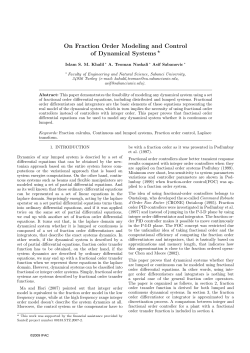 On Fraction Order Modeling and Control of