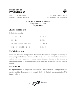 Grade 6 Math Circles Exponents Quick Warm-up
