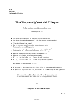 The Chi-squared (&chi; ) test with TI-Nspire