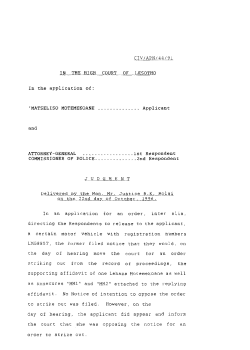 CIV/APN/44/91 IN THE HIGH COURT OF LESOTHO In the