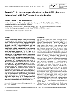 Free Ca2+ in tissue saps of calciotrophic CAM