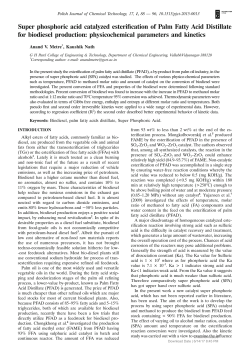 Super phosphoric acid catalyzed esterification of Palm Fatty Acid