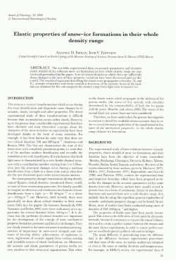 Elastic properties of snow-ice fortnations in their whole density range