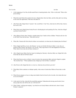 The Crucible Act One 1. At the beginning of Act One, the Reverend