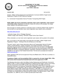 AMSSD-SBD 30 Oct 2015 Subject: Military Surface Deployment and