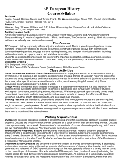 AP European History Course Syllabus