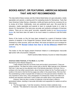 books about, or featuring, american indians that are not recommended